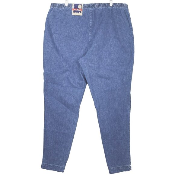 NWT L.A. Blues Women's Blue Denim Pants 30/32 Pull-on Stretch Elastic High Rise - Picture 2 of 10